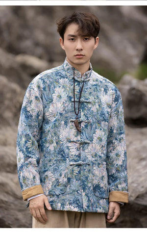 New Chinese Tang style men's button-up printed jacket - Yandan_Hanfu