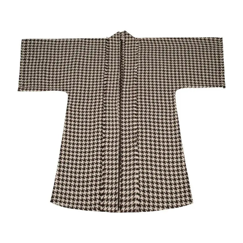 Autumn Houndstooth – New Chinese Style Coat | Song-Inspired Daily Wear for Modern Commuting