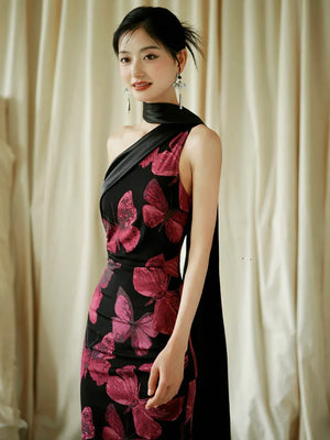 "Shadow" fishtail streamer robe knot bride engagement annual party dress - Yandan_Hanfu