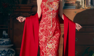 Beloved Dream – New Chinese Red Bridal Qipao/Cheongsam Dress for Engagement, Wedding Toast & Spring Ceremony - Yandan_Hanfu
