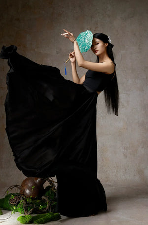 Elegant Wine Red Sheer Tencel Cardigan – Flowing Classical Dance Performance Outfit - Yandan_Hanfu