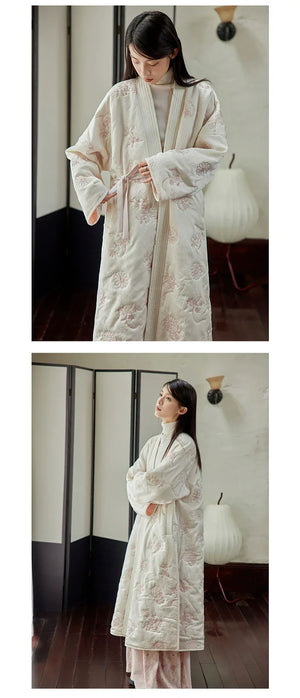 Snowseeker – Tang-Inspired Long Hanfu Robe & Song-Style Pants Set | Elegant Winter New Chinese Outfit - Yandan_Hanfu