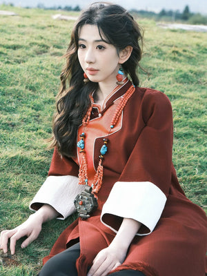 “Mani Stone” – Tassel Dress with Tibetan-Inspired Ethnic Elements | New Chinese Style - Yandan_Hanfu