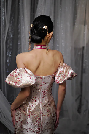 "Huanmei" red cheongsam bride wedding dress toast dress engagement - Yandan_Hanfu