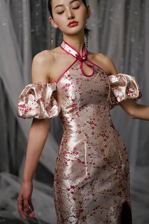 "Huanmei" red cheongsam bride wedding dress toast dress engagement - Yandan_Hanfu