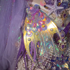 Purple Mermaid Princess Set – Handmade Ocean-Themed Corset & Tail Skirt for Beach Photography - Yandan_Hanfu