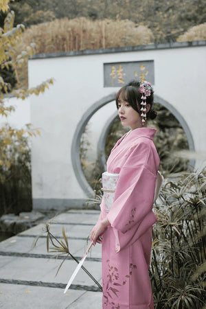 Pink Japanese kimono yukata vintage dress modified kimono - Yandan_Hanfu