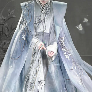 Clivia Ink Cloak – Unisex Ming-Style Hanfu Cape with Cross Collar for Ceremonial Elegance - Yandan_Hanfu