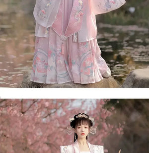 Song Dynasty Han pink Clothing Fairy Elegant Chinese Style Xiachu Ancient Clothing Spring and Autumn - Yandan_Hanfu