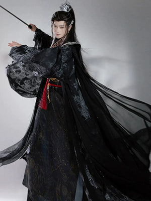 Dark Immortal Robe – Unisex Hanfu Outfit Inspired by Chinese Xianxia & Traditional Taoist Style - Yandan_Hanfu
