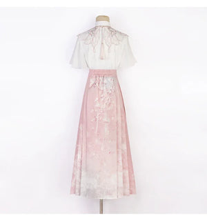 Modern Hanfu Summer Set – New Chinese Style Blouse with Horse-Face Skirt - Yandan_Hanfu