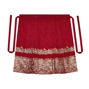 Ming-Dynasty wedding clothes round neck robe men's stand-up collar large-sleeved jacket Xiacheng horse face skirt women's Hanfu - Yandan_Hanfu