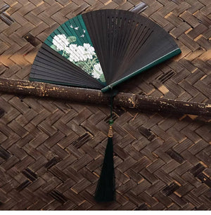 Folding fan female dance fan Hanfu Chinese style full bamboo fan - Yandan_Hanfu