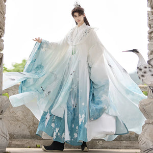 Pine & Crane – Unisex Modern Hanfu Cape | Elegant Ming-Style Cross-Collar Cloak for Spring & Autumn - Yandan_Hanfu