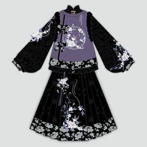 “Swallow’s Return” – Modern Hanfu Layered Vest & Skirt Set | Autumn-Winter Everyday Chinese Style - Yandan_Hanfu