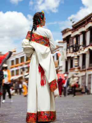 Noble Tibetan robe white Tibetan clothing - Yandan_Hanfu