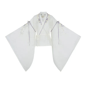 Iris Elegance – Violet Embroidered Hanfu Set with Flowing Nine-Panel Skirt | Wei-Jin Inspired - Yandan_Hanfu