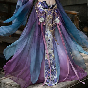 GU – Exotic Hanfu-Inspired Gradient Embroidered Bustier Set for Spring & Summer - Yandan_Hanfu