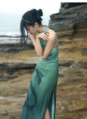 New Chinese Style dress women's summer retro buckle daily commuting sleeveless long cheongsam - Yandan_Hanfu