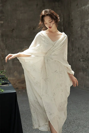 100% Ramie Modern Chinese Dress – Zen-Inspired Summer Travel Maxi with Relaxed Silhouette - Yandan_Hanfu