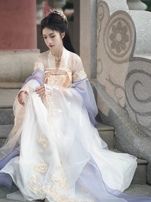 White Hanfu spring and autumn dress daily elegant fairy - Yandan_Hanfu
