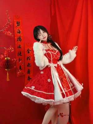 Chinese style pink lolita hanfu drunk fuchu Xiaoshan Qing Guofeng Han element dress - Yandan_Hanfu