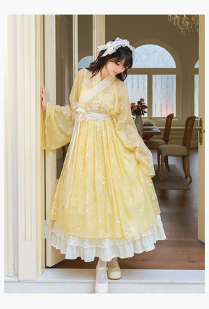 Enamel Elegance – Modern Hanfu Women's Autumn Set | Ming-Style Tieli with Sheer Overlay Skirt in Tencel - Yandan_Hanfu