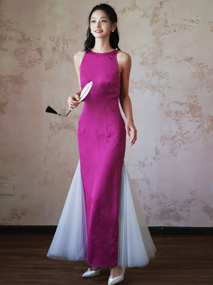 "Rose Hairpin" Dragon Fruit Color Piece Cheongsam Bridal Wedding Dress Engagement - Yandan_Hanfu
