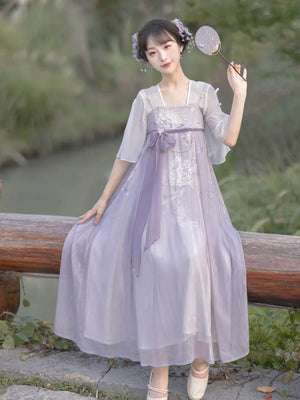 Purple daily Chinese style suspender skirt fairy style - Yandan_Hanfu