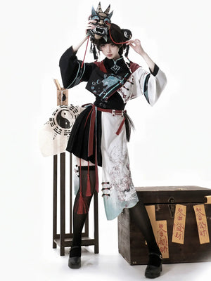【Walk with Spirits】New Chinese Lolita Outfit – Han-Inspired Top and Skirt Duo - Yandan_Hanfu