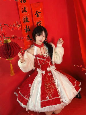 Chinese style pink lolita hanfu drunk fuchu Xiaoshan Qing Guofeng Han element dress - Yandan_Hanfu