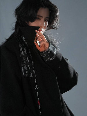 New Chinese woolen coat black woven silver men's and women's horse skirt jacket - Yandan_Hanfu