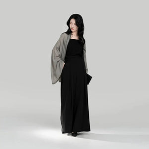 Fuyue – Wei & Northern Dynasties Inspired Modern Hanfu | Pleated Outer Top with Round-Neck Short Sleeve T-Shirt & Song Pants - Yandan_Hanfu