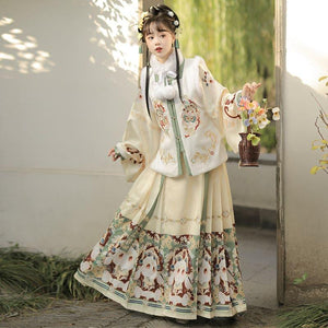 Chinese New Year Hanfu Women's Ming Dynasty Square Neck Embroidered Bijia Horse Face Skirt New Year's Eve Dress Winter Plush - Yandan_Hanfu