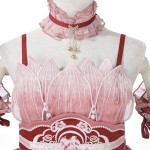 Red Hanfu Dress New Chinese Feather Rust Waist Seal Suspender Skirt - Yandan_Hanfu