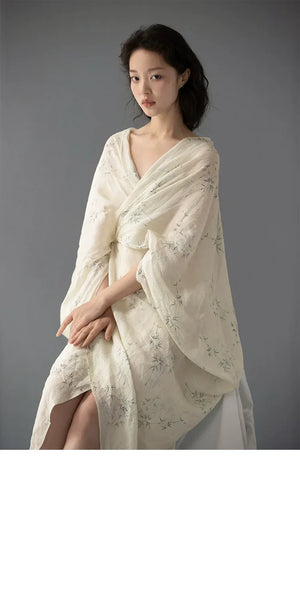 100% Ramie Modern Chinese Dress – Zen-Inspired Summer Travel Maxi with Relaxed Silhouette - Yandan_Hanfu