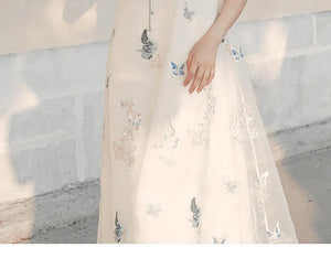 Asymmetric Qipao-Style Dress – Refined Embroidered Long Gown for Women - Yandan_Hanfu