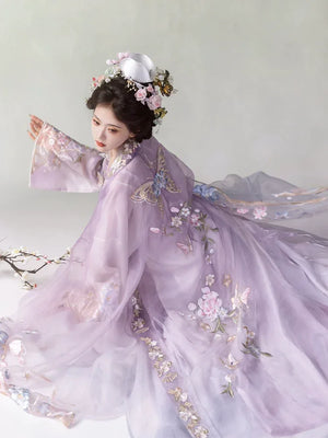 Purple Song Dynasty embroidered big-sleeved Chinese Hanfu - Yandan_Hanfu