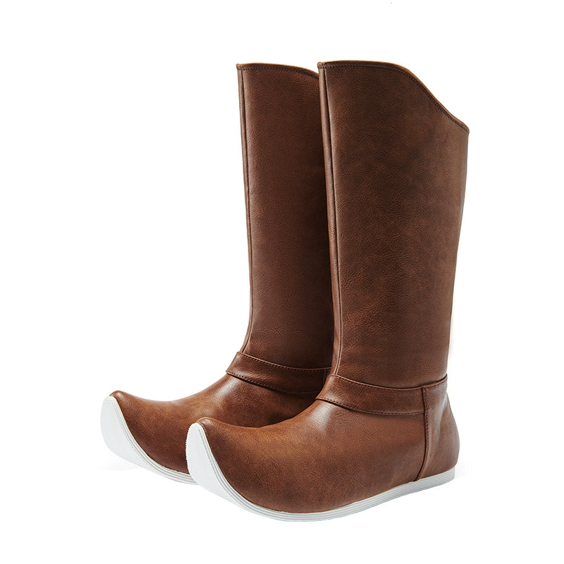 Brown Leather Hanfu Boots – Waterproof Traditional Men's Shoes | Ming & Song Dynasty Inspired Pointed-Toe Design