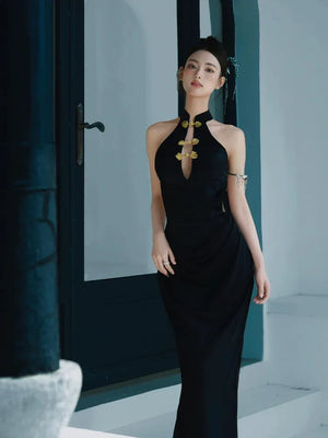Sexy retro cheongsam black fishtail skirt - Yandan_Hanfu