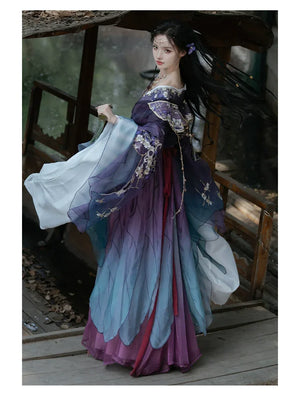 GU – Exotic Hanfu-Inspired Gradient Embroidered Bustier Set for Spring & Summer - Yandan_Hanfu