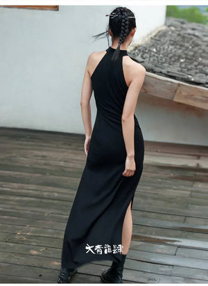 New Chinese Style dress women's summer retro buckle daily commuting sleeveless long cheongsam - Yandan_Hanfu