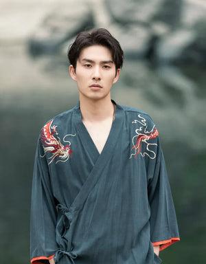 Chinese style cotton and linen retro Hanfu spring and summer Tang suit man - Yandan_Hanfu