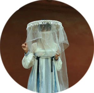 Antique-Style COS Bamboo Hat with Immortal Curtain Veil - Sun Protection & Shading for Ladies in Ancient Hanfu - Yandan_Hanfu