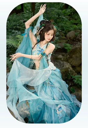 【Dance of the Peacock】 Dunhuang-Inspired Hanfu Set in Ethereal Desert Hues - Yandan_Hanfu