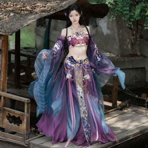 GU – Exotic Hanfu-Inspired Gradient Embroidered Bustier Set for Spring & Summer - Yandan_Hanfu