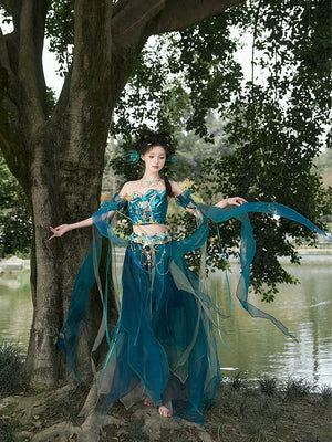 Blue Hanfu women's Dress exotic style Butterfly Cosplay - Yandan_Hanfu
