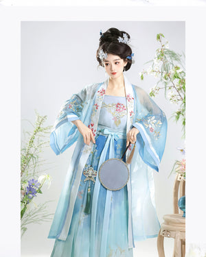 【Petals in the Breeze】Song-Style Hanfu Set with Short-Sleeve Beizi – Everyday Spring Elegance