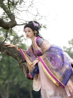 This purple hanfu for women features elegant hanfu sleeves, intricate hanfu patterns, and layered hanfu skirt designs. Perfect as a princess hanfu dress, fairy hanfu dress, or sexy hanfu, it’s inspired by Tang Dynasty hanfu and ideal for hanfu cosplay or hanfu dance styles. Available in plus size hanfu, it’s perfect for any occasion. Wondering where to buy hanfu? Visit our hanfu shop for the best hanfu for sale options.