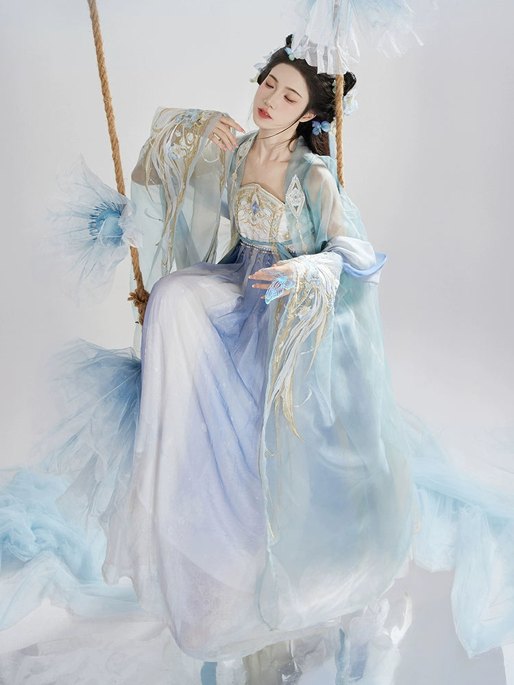 Discover blue traditional hanfu for women with elegant hanfu sleeves, intricate hanfu patterns, and layered designs. Perfect as a princess hanfu dress, fairy hanfu dress, or sexy hanfu, it’s ideal for hanfu cosplay, hanfu dance style, or casual wear. Shop plus size hanfu, hanfu skirts, and more at our trusted hanfu shop, featuring hanfu for sale from top chinese clothing brands and the best Chinese designer clothing websites.